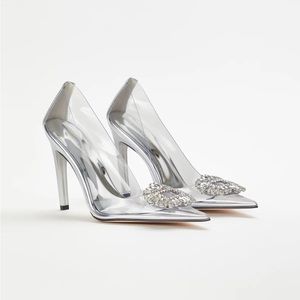 Good American Cinderella translucent stiletto heels Size 10.5